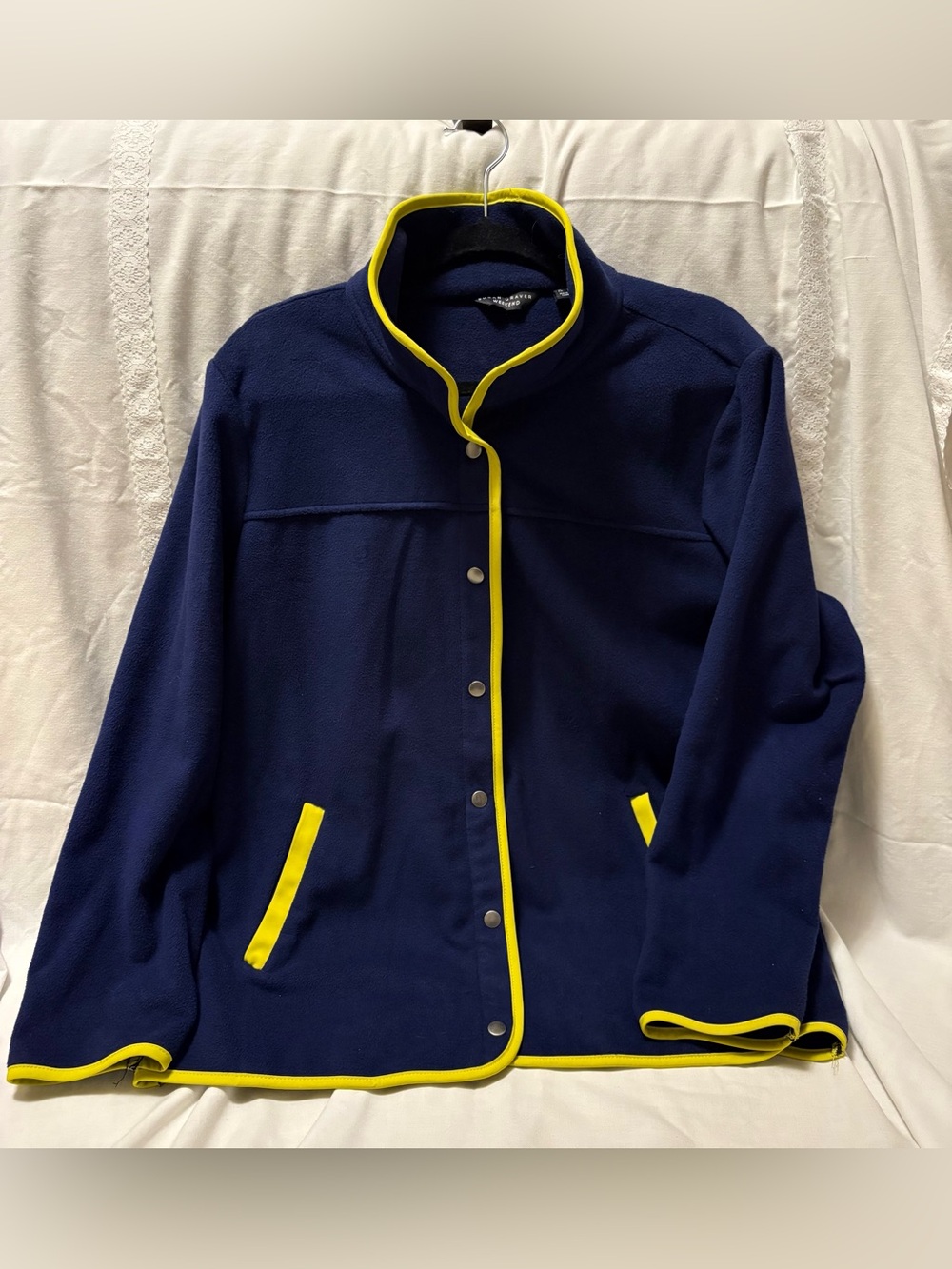Like-new Navy Fleece Jacket with Yellow Trim